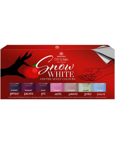 Striplac Peel or Soak Snow White and the 7 Colours = Sneezy 3 ml + Dopey 3 ml + Grumpy 3 ml + Happy 3 ml + Doc 3 ml + Bashful 3 ml + Drowsy 3 ml