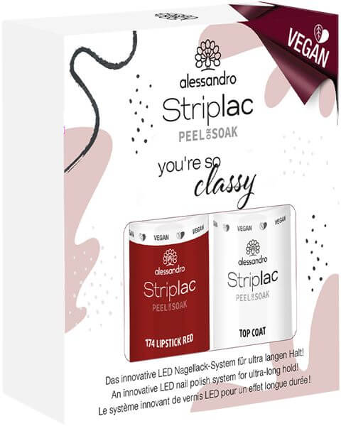 Striplac Peel or Soak Classy Vegan Set = Lipstick Red 5 ml + Nail Polish Top Coat 5 ml