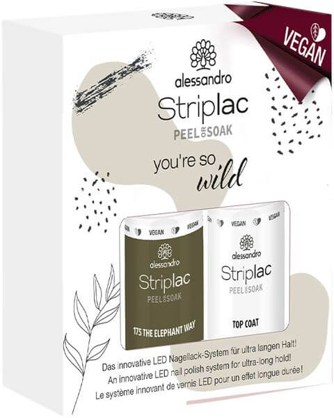 Striplac Peel or Soak Wild Vegan Set = The Elephant Way 5ml + Nail Polish Top Coat 5 ml